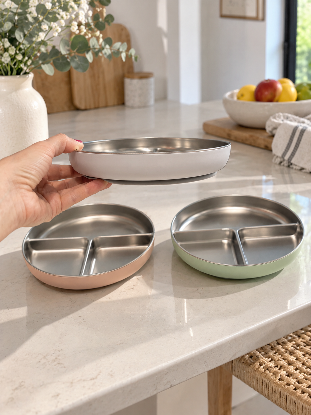 Duo Fratrie - 2 Assiettes Inox (2 couleurs au choix)