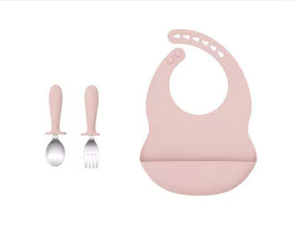 Set bavoirs et couverts en inox