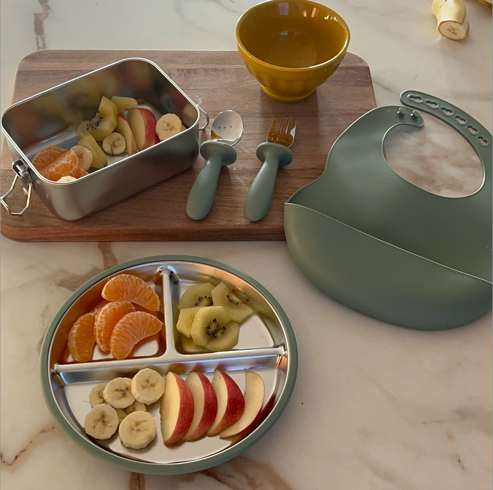 Set Premiers Repas Bébé en Inox et silicone premium