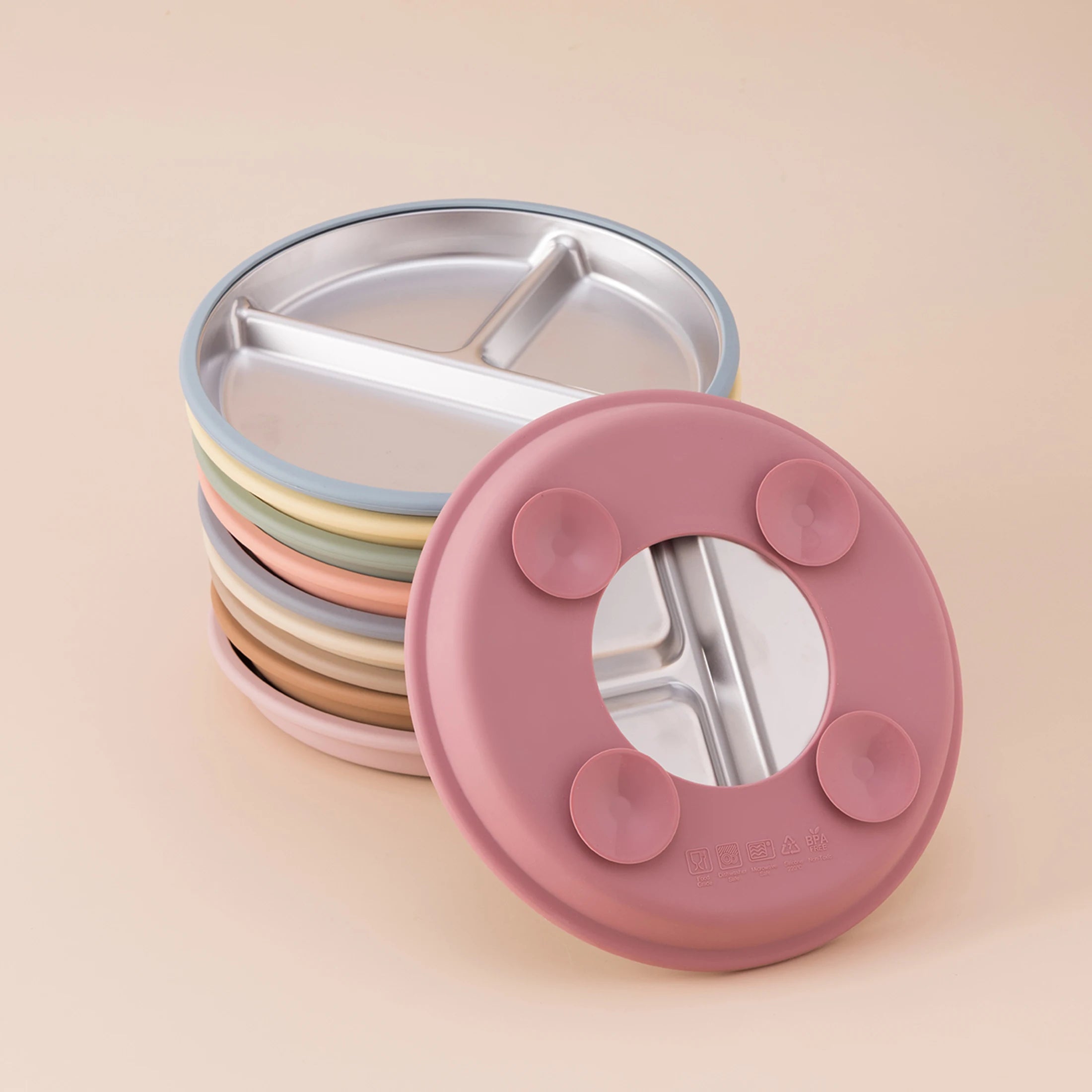 Assiette en Inox avec Ventouse – Vaisselle Bébé Antidérapante