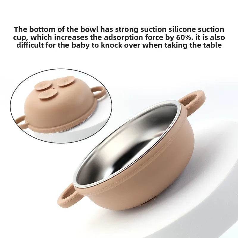 Set Repas Bébé – Bol et Cuillère en Inox avec Ventouse Silicone