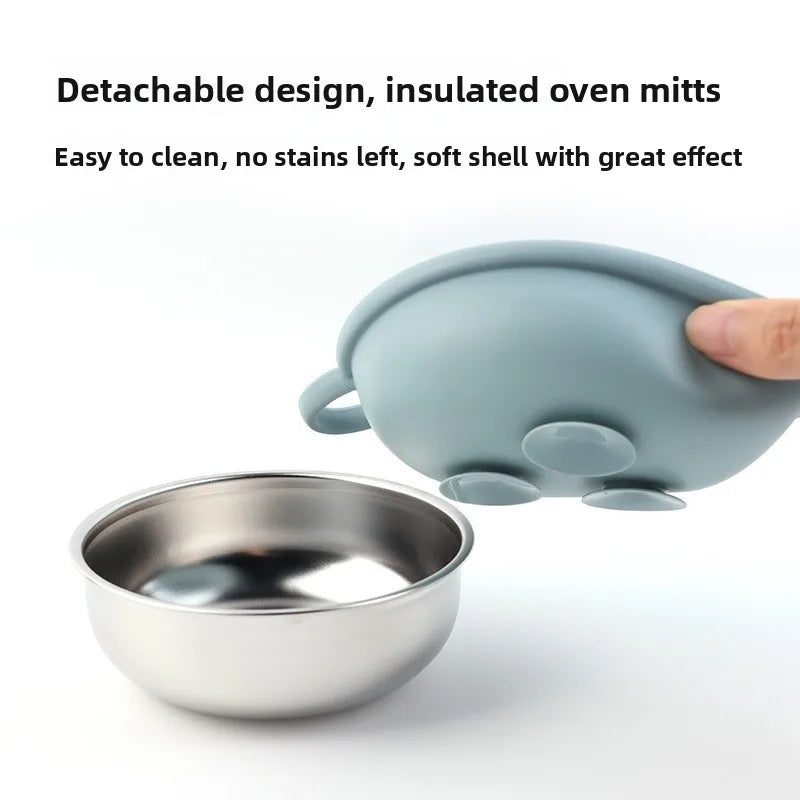 Set Repas Bébé – Bol et Cuillère en Inox avec Ventouse Silicone