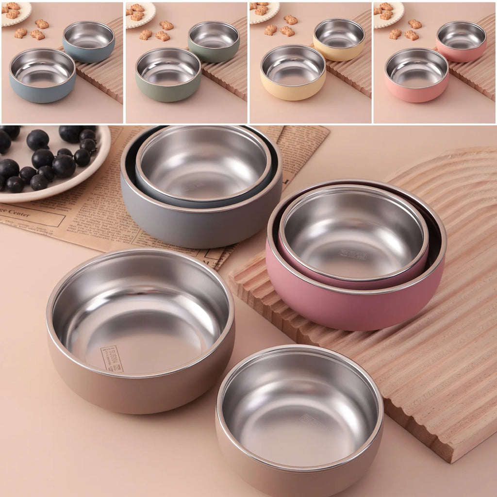 Set Repas Enfant 2 Pièces – Bol et Assiette en Inox avec Base Silicone