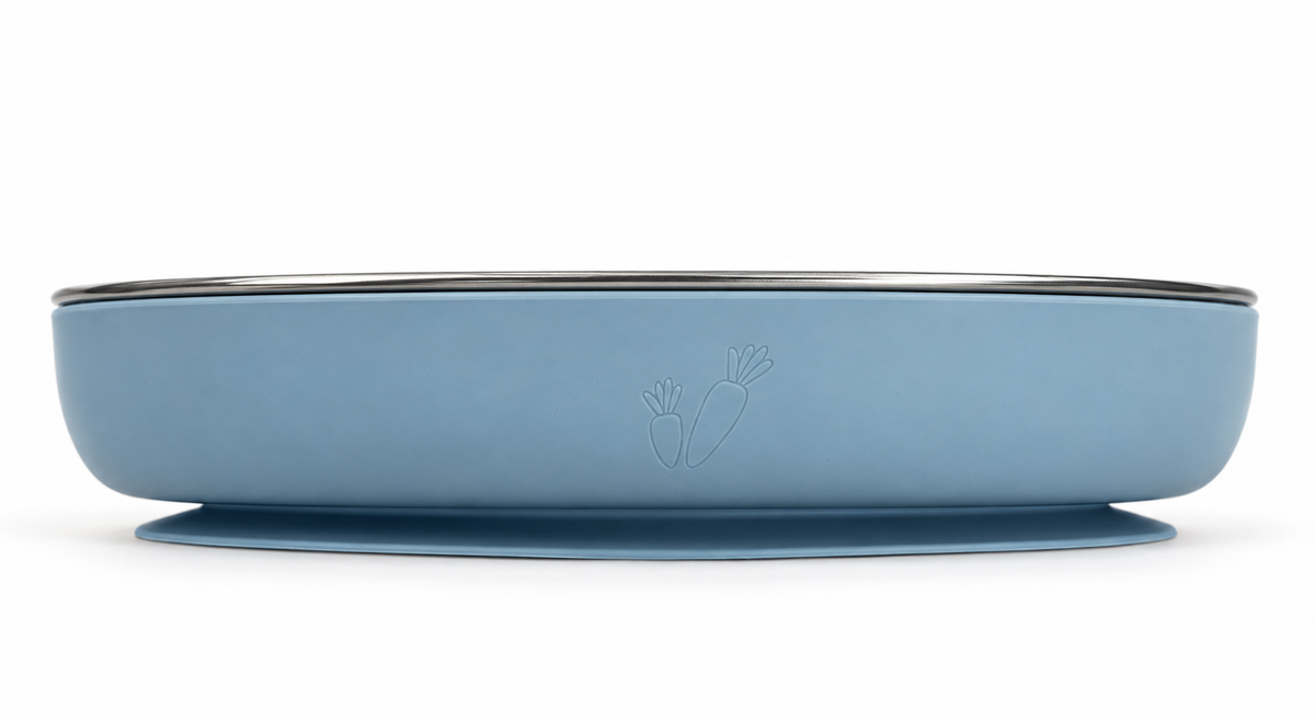 assiette inox à ventouse ergonomique colorée