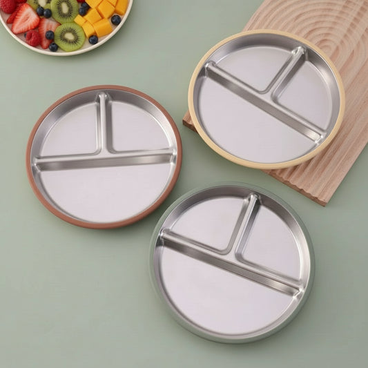 Assiette en Inox avec Ventouse – Vaisselle Bébé Antidérapante