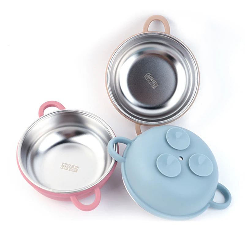 Set Repas Bébé – Bol et Cuillère en Inox avec Ventouse Silicone