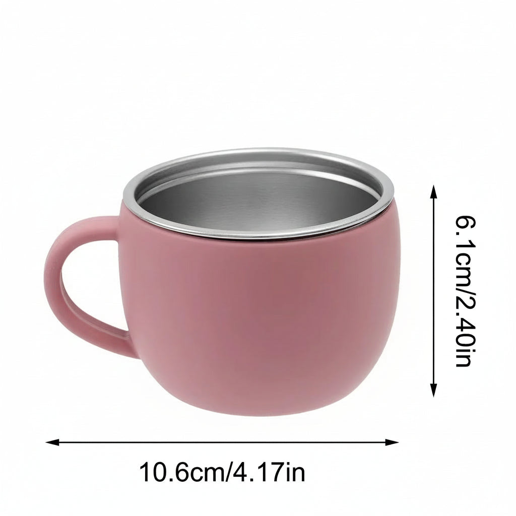 Tasse en inox pour bébé avec poignée – silicone antidérapant détachable, légère et sans BPA, idéale pour l’apprentissage des premiers liquides.