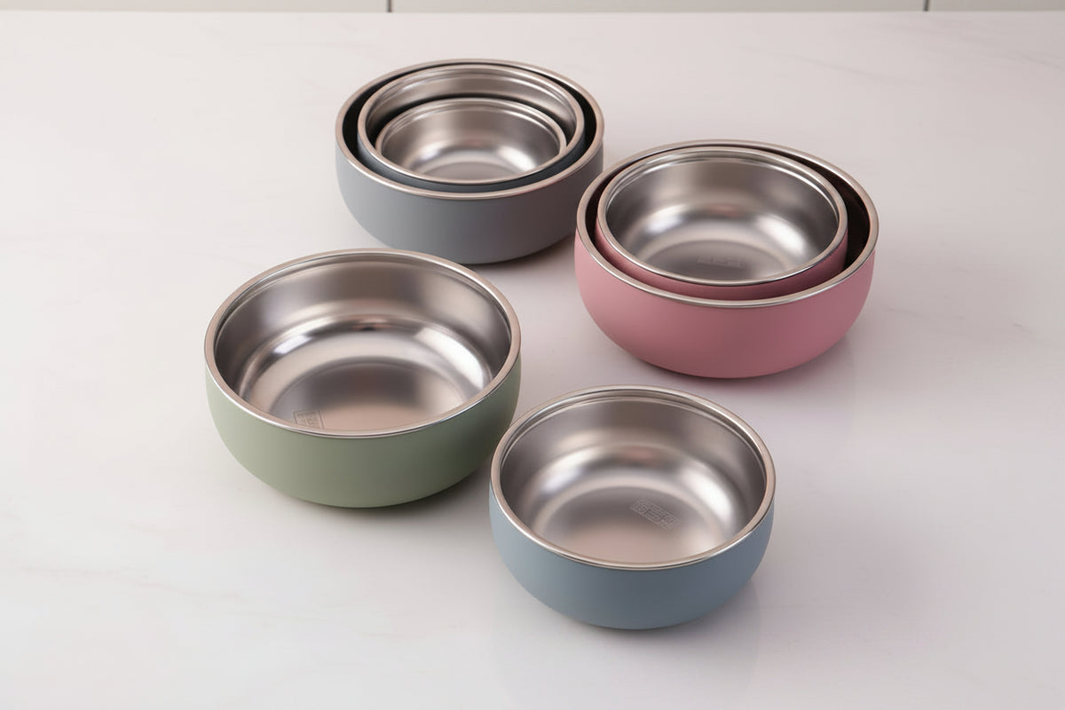 Set Repas Enfant 2 Pièces – Bol et Assiette en Inox avec Base Silicone