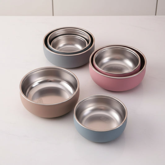 Set Repas Enfant 2 Pièces – Bol et Assiette en Inox avec Base Silicone