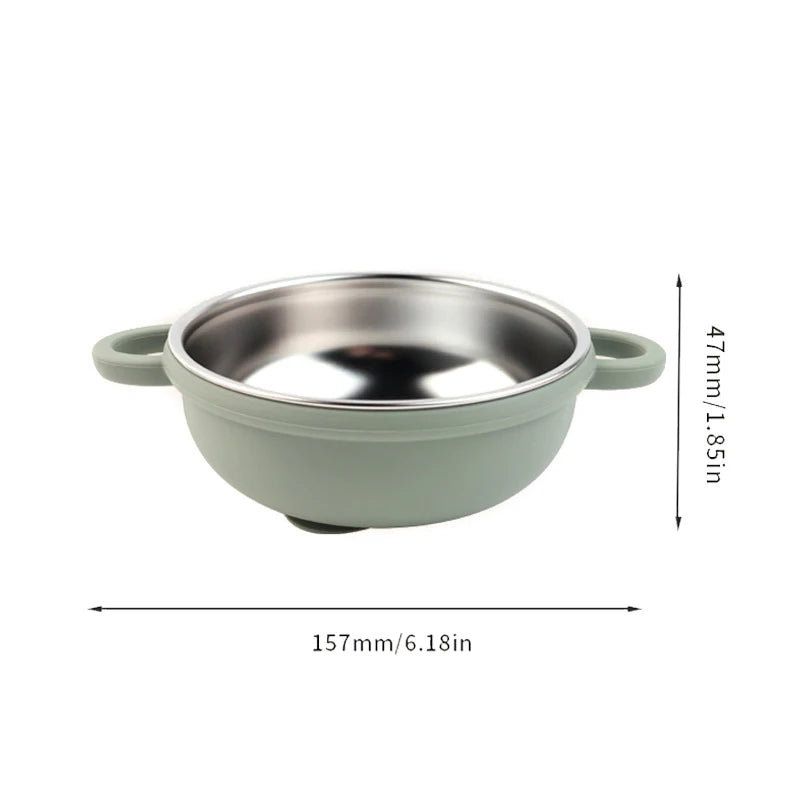 Set Repas Bébé – Bol et Cuillère en Inox avec Ventouse Silicone