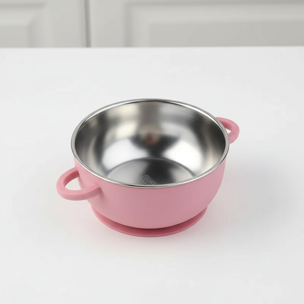 Set Repas Bébé – Bol et Cuillère en Inox avec Ventouse Silicone