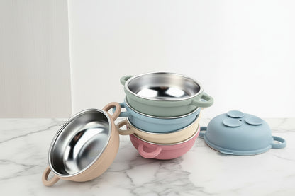 Set Repas Bébé – Bol et Cuillère en Inox avec Ventouse Silicone