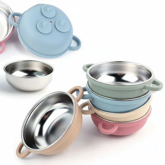 Set Repas Bébé – Bol et Cuillère en Inox avec Ventouse Silicone