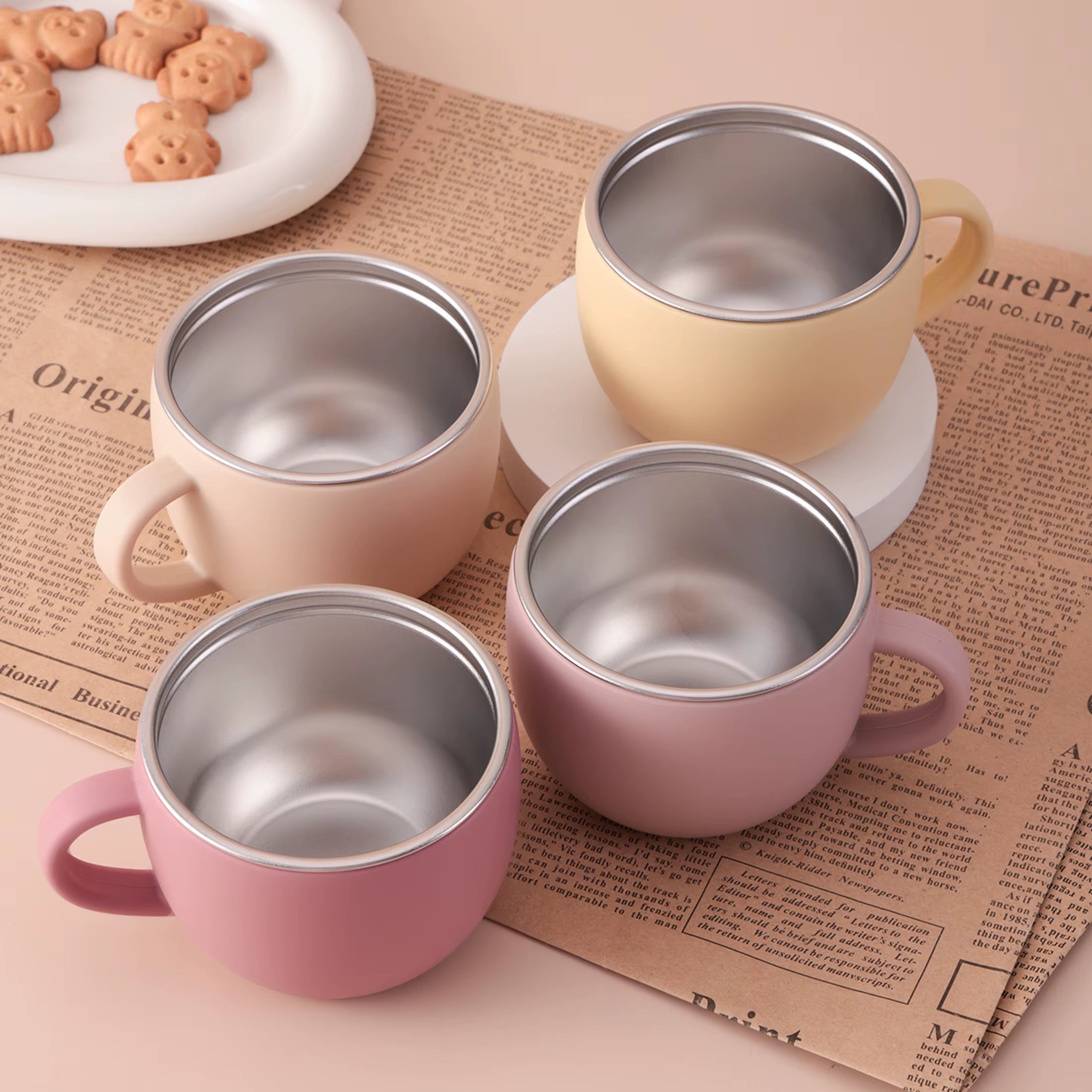 Color Kids 1PC Baby Stainless Steel Water Cup Detachable Silicone Mug Cup BPA Free Feeding Water Bottle for Children'S Tableware