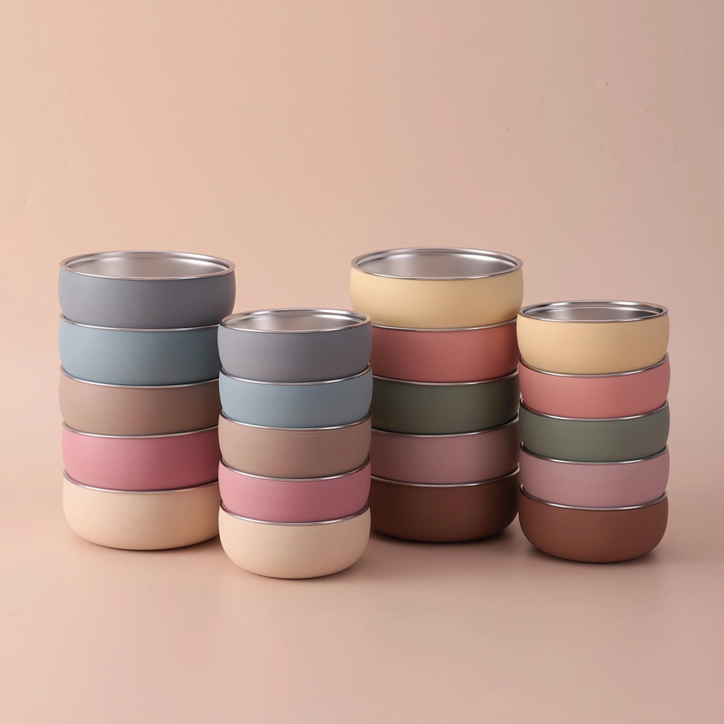 Set Repas Enfant 2 Pièces – Bol et Assiette en Inox avec Base Silicone