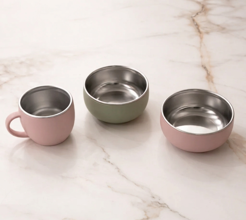Trio Repas Inox - 2 Bols + 1 Tasse