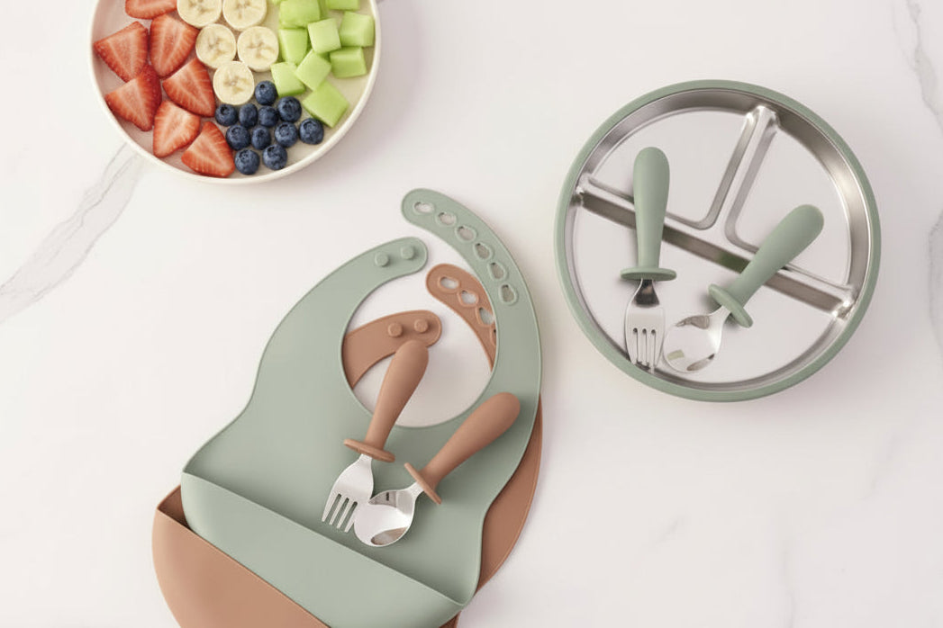 Set Premiers Repas Bébé en Inox et silicone premium