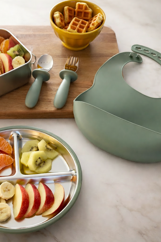 Set Premiers Repas Bébé en Inox et silicone premium