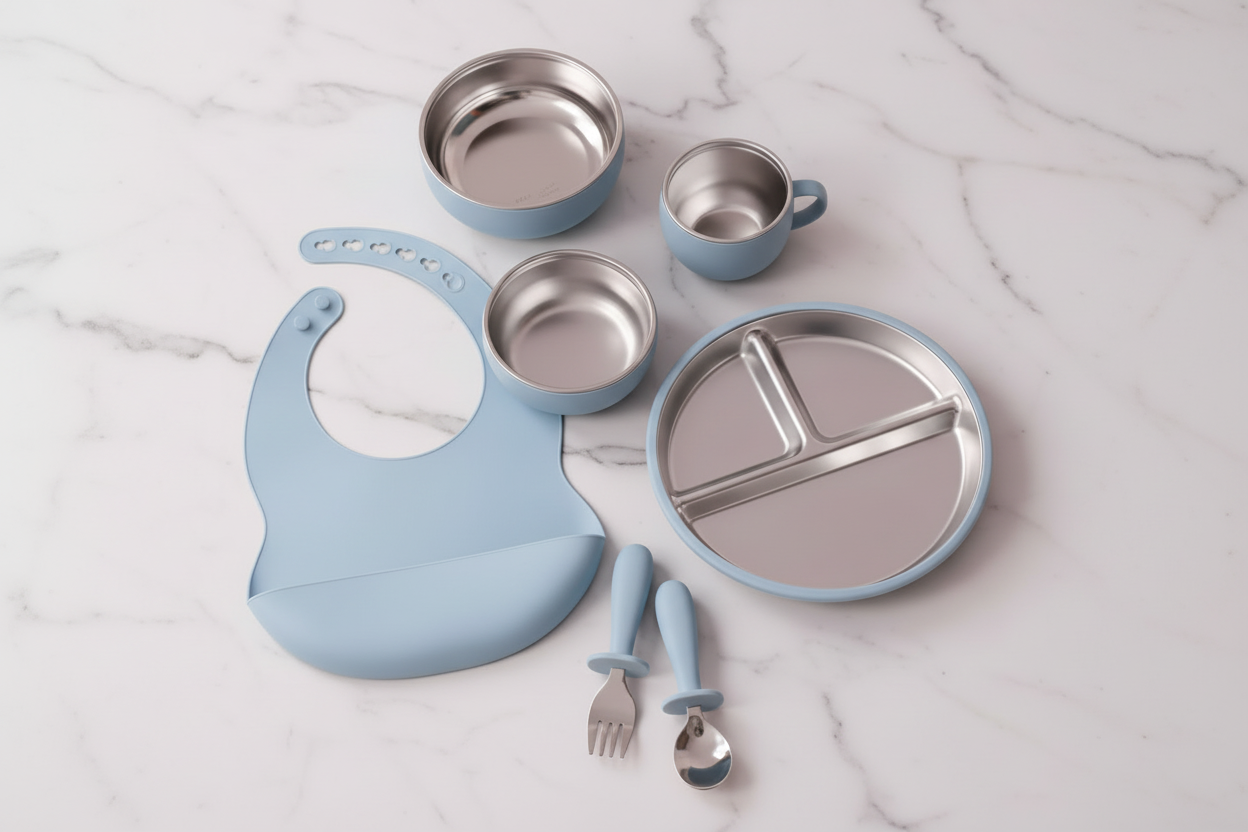 vaisselle enfant et bebe en inox